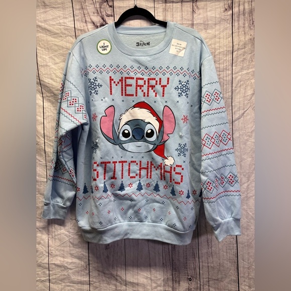 Stitch Disney Light up Christmas Crewneck Sweater XL NWT - Picture 1 of 6